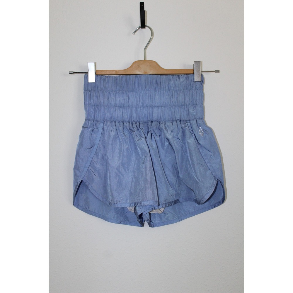 Free People FP Movement Way Home Shorts Light Blue High Rise Smocked Running XS